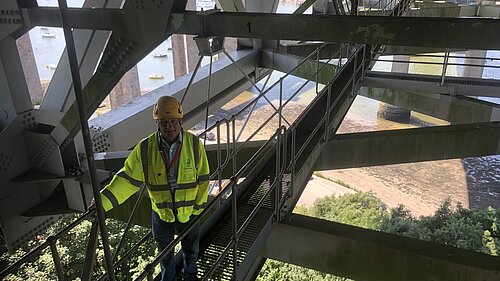 Jim under Tamar Bridge