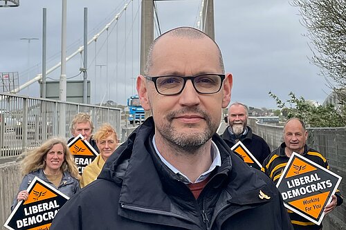 Colin Martin and the Liberal Democrats on the Tamar Bridge